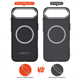 „Tech-Protect Ion Carbon MagSafe“ dėklas, skirtas „iPhone 17 Air“ – juodas ir sidabrinis