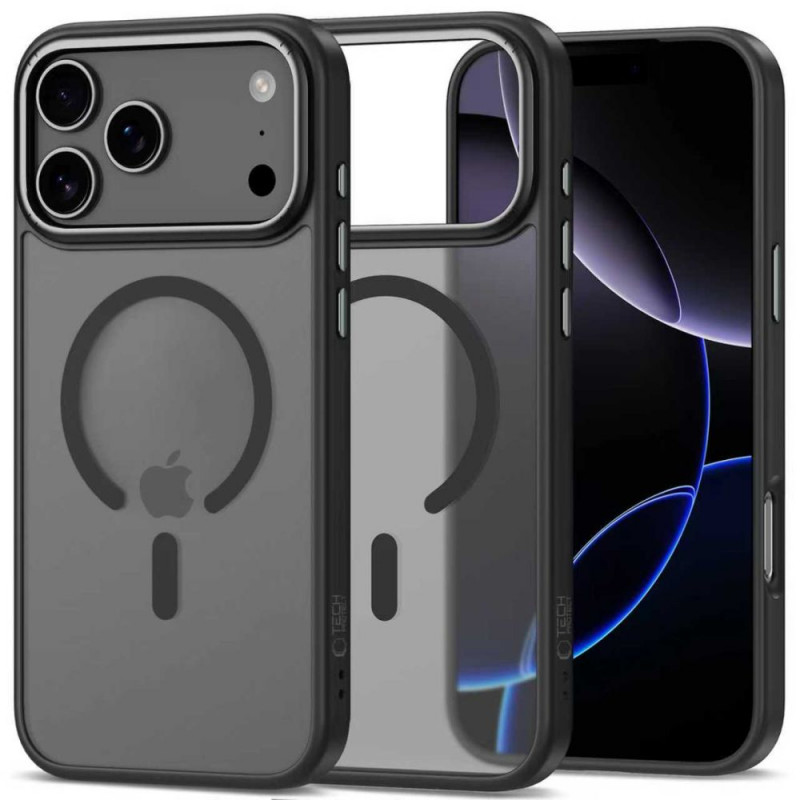 „Tech-Protect MagEdge MagSafe“ dėklas, skirtas „iPhone 17 Pro“ – matinės juodos spalvos
