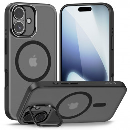 „Tech-Protect MagStand MagSafe“ dėklas, skirtas „iPhone 17“ – matinės juodos spalvos