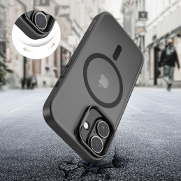 „Tech-Protect MagStand MagSafe“ dėklas, skirtas „iPhone 17“ – matinės juodos spalvos