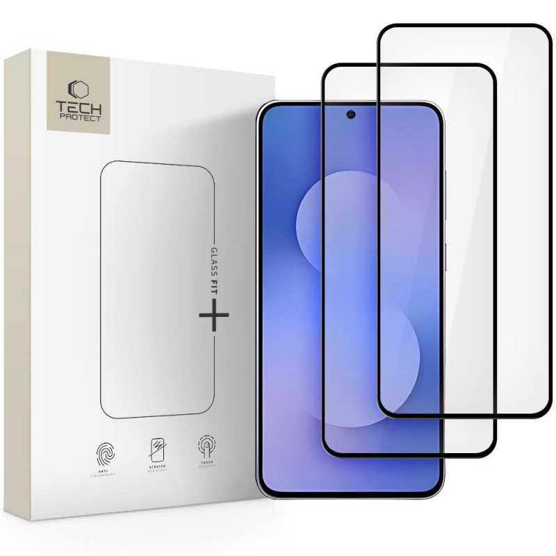 „Tech-Protect Glass Fit+“ grūdinto stiklo dėklas „Samsung Galaxy S25 FE“ – juodas