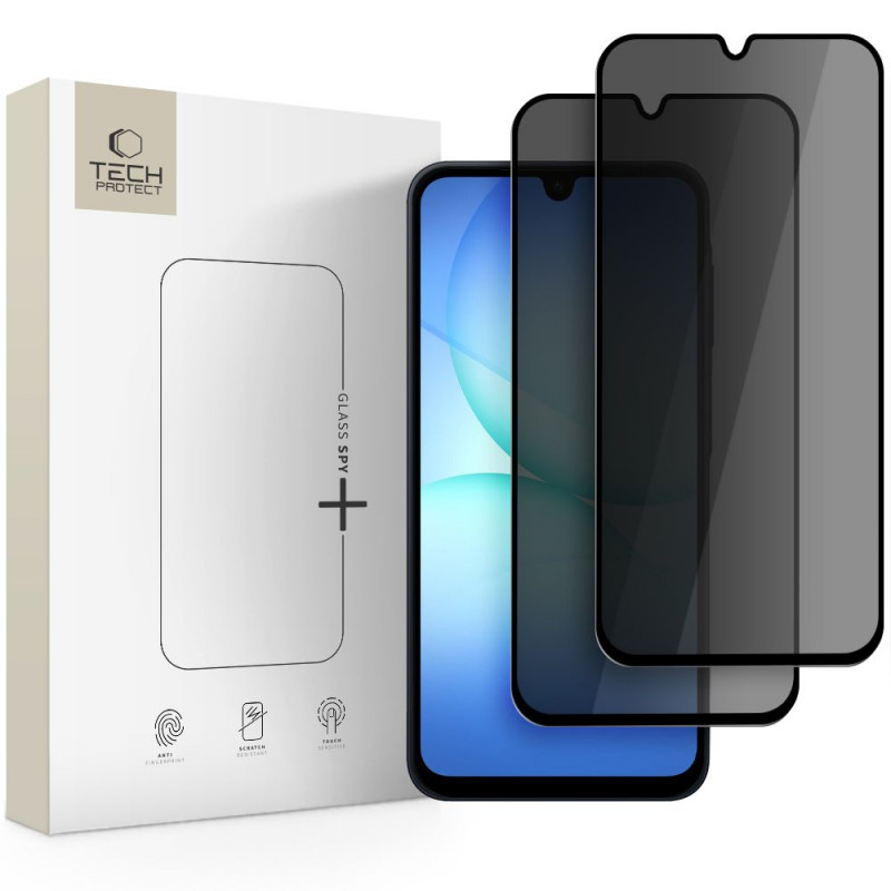„Tech-Protect Glass Spy+“ 2 vnt. privatumo stiklų, skirtų „Samsung Galaxy A16 4G / 5G / A26 5G / A17 4G / 5G“, pakuotė
