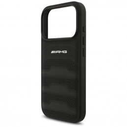 AMG odinis iPhone 17 Pro dėklas su įspaustomis linijomis ir logotipu – juodas