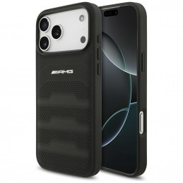 AMG odinis iPhone 17 Pro Max dėklas su įspaustomis linijomis ir logotipu – juodas