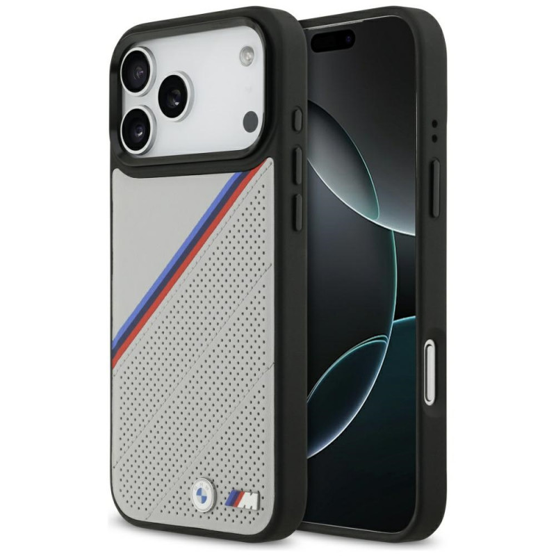 BMW M trispalvis metalinis logotipo „MagSafe“ dėklas, skirtas „iPhone 17 Pro Max“ – pilkas
