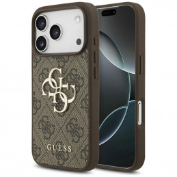 „Guess 4G“ didelio logotipo dėklas, skirtas „iPhone 17 Pro“ – rudas