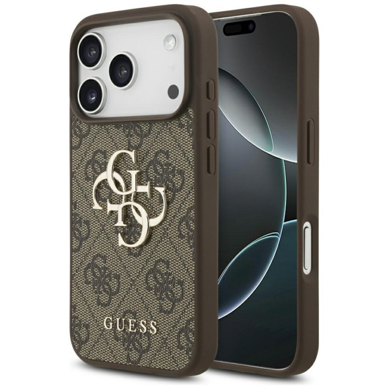 „Guess 4G“ didelio logotipo dėklas, skirtas „iPhone 17 Pro“ – rudas