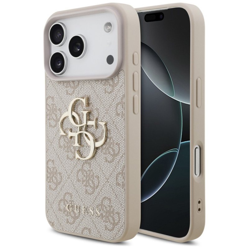„Guess 4G“ didelio logotipo dėklas, skirtas „iPhone 17 Pro“ – rožinis
