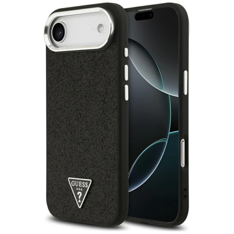„Guess“ blizgantis trikampio formos logotipo „MagSafe“ dėklas, skirtas „iPhone 17 Air“ – juodas