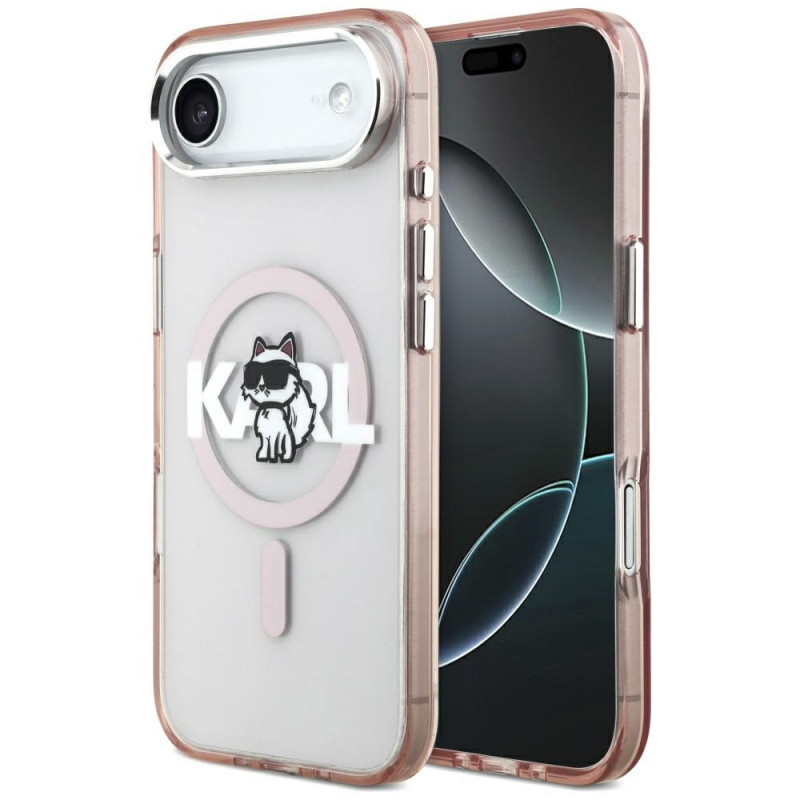 „Karl Lagerfeld IML Choupette Sketch Logo MagSafe“ dėklas, skirtas „iPhone 17 Air“ – rožinis
