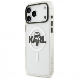 „Karl Lagerfeld IML Karl Sketch Logo MagSafe“ dėklas, skirtas „iPhone 17 Pro Max“ – permatomas
