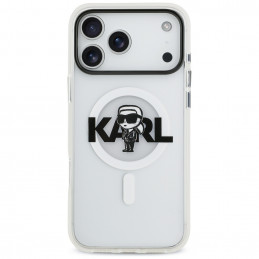 „Karl Lagerfeld IML Karl Sketch Logo MagSafe“ dėklas, skirtas „iPhone 17 Pro Max“ – permatomas