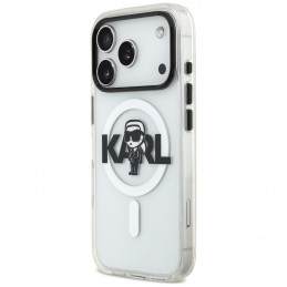 „Karl Lagerfeld IML Karl Sketch Logo MagSafe“ dėklas, skirtas „iPhone 17 Pro“ – permatomas