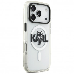 „Karl Lagerfeld IML Karl Sketch Logo MagSafe“ dėklas, skirtas „iPhone 17 Pro“ – permatomas