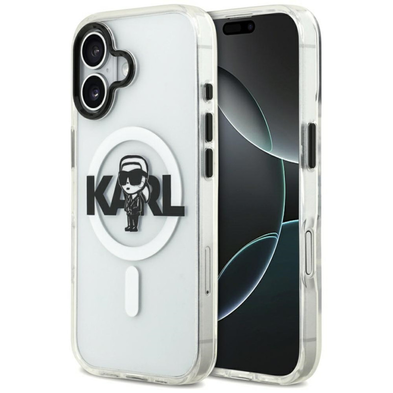 „Karl Lagerfeld IML Karl Sketch Logo MagSafe“ dėklas, skirtas „iPhone 17“ – permatomas