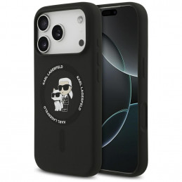 „Karl Lagerfeld“ silikoninis „Karl&Choupette Ring MagSafe“ dėklas, skirtas „iPhone 17 Pro“ – juodas