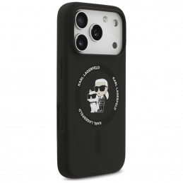 „Karl Lagerfeld“ silikoninis „Karl&Choupette Ring MagSafe“ dėklas, skirtas „iPhone 17 Pro“ – juodas