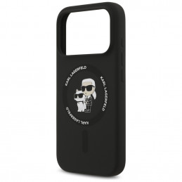 „Karl Lagerfeld“ silikoninis „Karl&Choupette Ring MagSafe“ dėklas, skirtas „iPhone 17 Pro“ – juodas