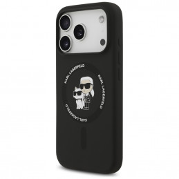 „Karl Lagerfeld“ silikoninis „Karl&Choupette Ring MagSafe“ dėklas, skirtas „iPhone 17 Pro Max“ – juodas