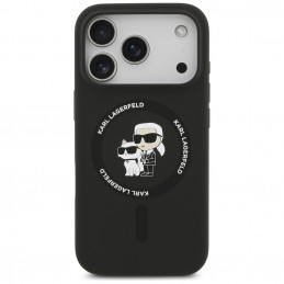 „Karl Lagerfeld“ silikoninis „Karl&Choupette Ring MagSafe“ dėklas, skirtas „iPhone 17 Pro Max“ – juodas