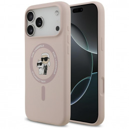 „Karl Lagerfeld“ silikoninis „Karl&Choupette Ring MagSafe“ dėklas, skirtas „iPhone 17 Pro Max“ – rožinis