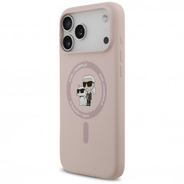 „Karl Lagerfeld“ silikoninis „Karl&Choupette Ring MagSafe“ dėklas, skirtas „iPhone 17 Pro Max“ – rožinis