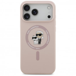 „Karl Lagerfeld“ silikoninis „Karl&Choupette Ring MagSafe“ dėklas, skirtas „iPhone 17 Pro Max“ – rožinis