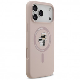 „Karl Lagerfeld“ silikoninis „Karl&Choupette Ring MagSafe“ dėklas, skirtas „iPhone 17 Pro Max“ – rožinis