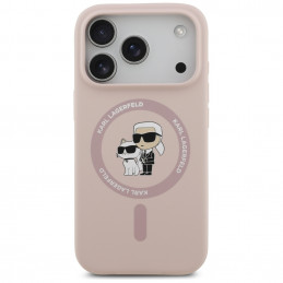 „Karl Lagerfeld“ silikoninis „Karl&Choupette Ring MagSafe“ dėklas, skirtas „iPhone 17 Pro“ – rožinis