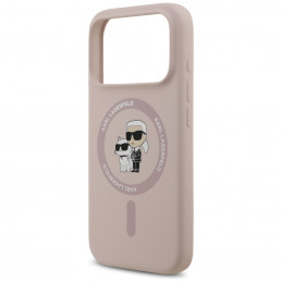 „Karl Lagerfeld“ silikoninis „Karl&Choupette Ring MagSafe“ dėklas, skirtas „iPhone 17 Pro“ – rožinis