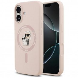 „Karl Lagerfeld“ silikoninis „Karl&Choupette Ring MagSafe“ dėklas, skirtas „iPhone 17“ – rožinis