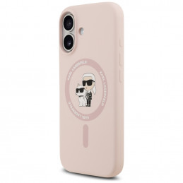 „Karl Lagerfeld“ silikoninis „Karl&Choupette Ring MagSafe“ dėklas, skirtas „iPhone 17“ – rožinis
