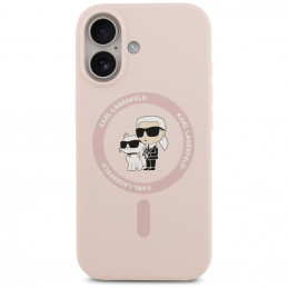 „Karl Lagerfeld“ silikoninis „Karl&Choupette Ring MagSafe“ dėklas, skirtas „iPhone 17“ – rožinis