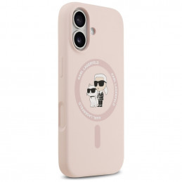 „Karl Lagerfeld“ silikoninis „Karl&Choupette Ring MagSafe“ dėklas, skirtas „iPhone 17“ – rožinis