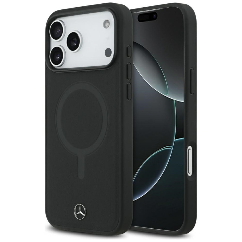 „Mercedes Plain“ lygios odos „MagSafe“ dėklas, skirtas „iPhone 17 Pro Max“ – juodas