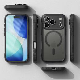 „Ringke Fusion Bold“ magnetinis „MagSafe“ dėklas, skirtas „iPhone 17 Pro“ – matinės juodos spalvos