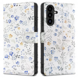„Tech-Protect“ piniginės dėklas, skirtas „Samsung Galaxy A26 5G / A17 4G / 5G“ – ramunės su lapais