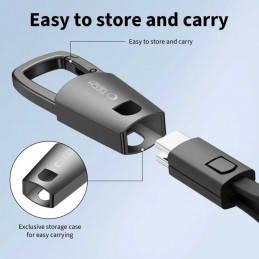 „Tech-Protect Ultraboost DNA“ laidas su raktų pakabuku USB-C PD 60W / 3A - pilkas