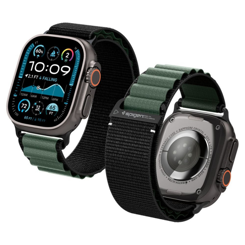 „Spigen WBF1“ dirželis, skirtas „Apple Watch 44 / 45 / 46 / 49 mm“ – juodas ir žalias