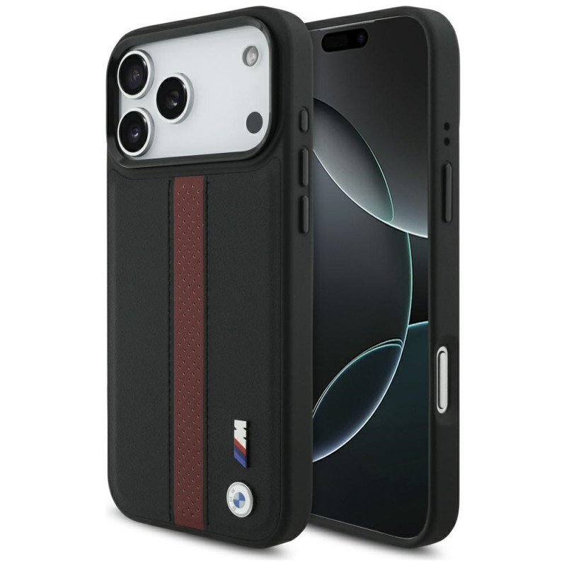 BMW M perforuotos juostelės logotipo „MagSafe“ dėklas, skirtas „iPhone 17 Pro Max“ – raudonas