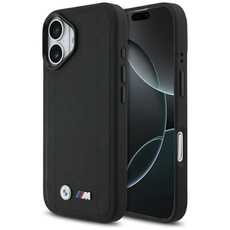 BMW M dygsniuotas logotipo „MagSafe“ dėklas, skirtas „iPhone 17“ – juodas