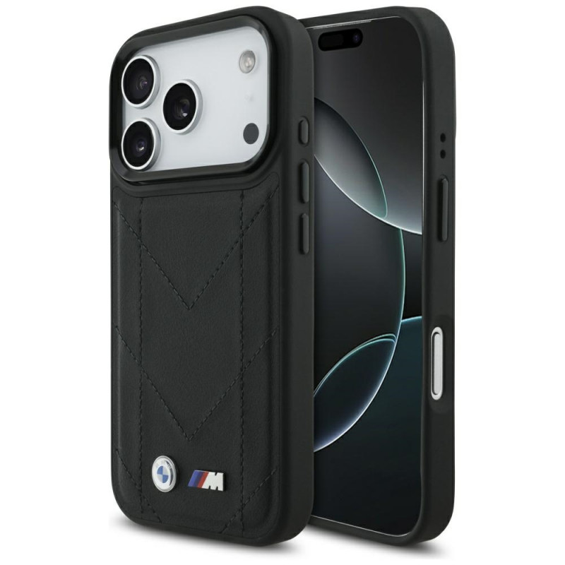 BMW M dygsniuotas logotipo „MagSafe“ dėklas, skirtas „iPhone 17 Pro“ – juodas