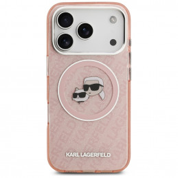 „Karl Lagerfeld IML“ blizgučiais ir „Karl&Choupette“ galvų logotipu pažymėtas „MagSafe“ dėklas, skirtas „iPhone 17 Pro M...