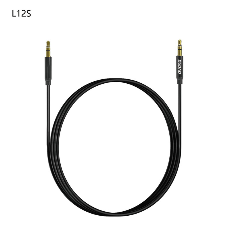 Dudao L12S AUX kabelis su 3,5 mm jungtimi, 1 m, 3 polių, stereo, juodas