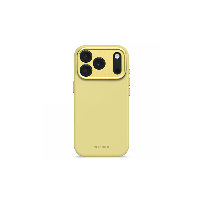 „Decoded“ antimikrobinis silikoninis „MagSafe“ galinis dangtelis, skirtas „iPhone 17 Pro“ – geltonas