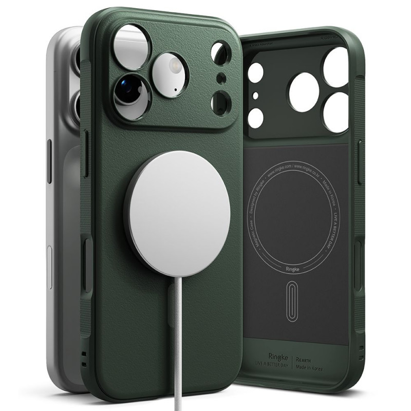 „Ringke Onyx“ magnetinis „MagSafe“ dėklas, skirtas „iPhone 17 Pro“ – žalias