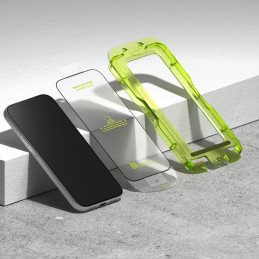 „Ringke Easy Slide“ dviejų grūdintų „iPhone 17 Pro“ stiklų pakuotė – juoda