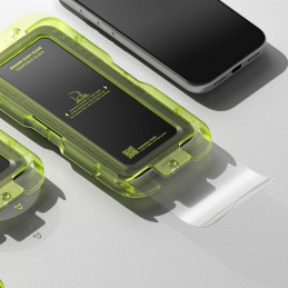 „Ringke Easy Slide“ dviejų grūdintų „iPhone 17 Pro“ stiklų pakuotė – juoda