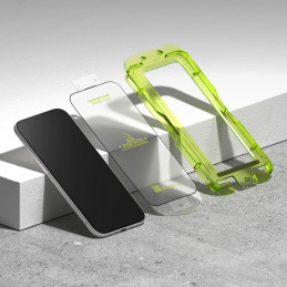 „Ringke Easy Slide“ dviejų grūdintų „iPhone 17 Air“ stiklų pakuotė – juoda