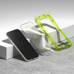 „Ringke Easy Slide“ dviejų grūdintų „iPhone 17“ stiklų pakuotė – juoda